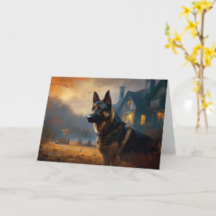 German Shepherd Halloween Scary Card