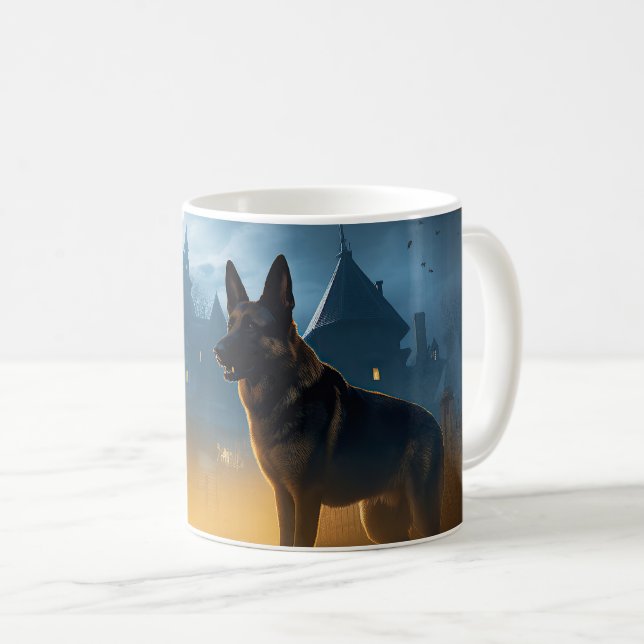 German Shepherd Halloween Scary Coffee Mug (Front Right)