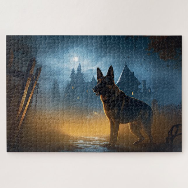 German Shepherd Halloween Scary Jigsaw Puzzle (Horizontal)