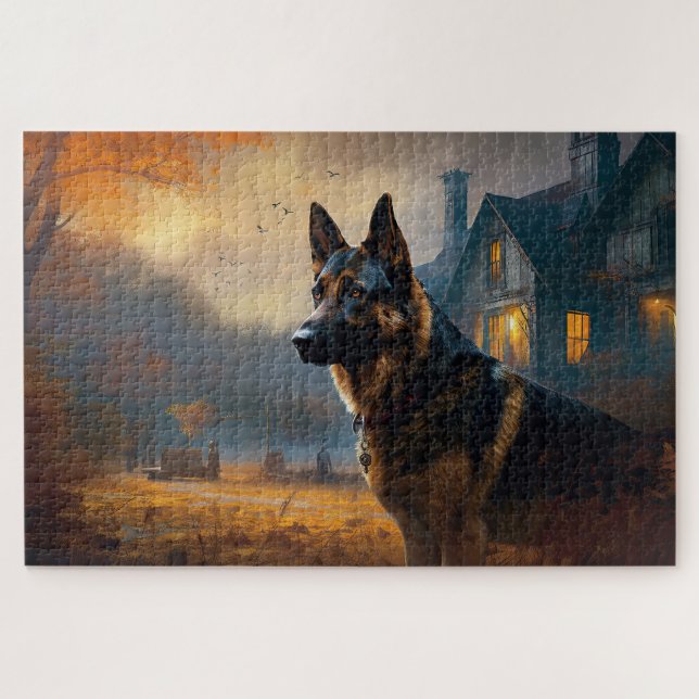 German Shepherd Halloween Scary Jigsaw Puzzle (Horizontal)