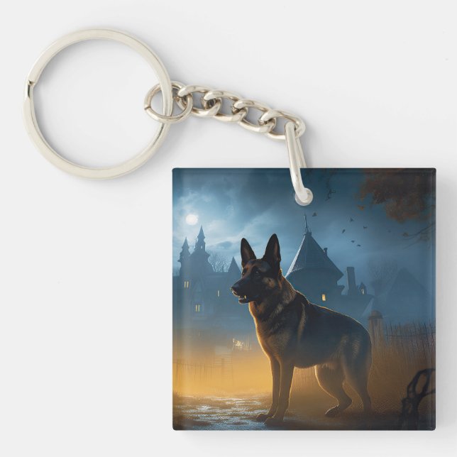 German Shepherd Halloween Scary Keychain (Front)