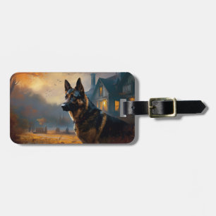 German Shepherd Halloween Scary Luggage Tag