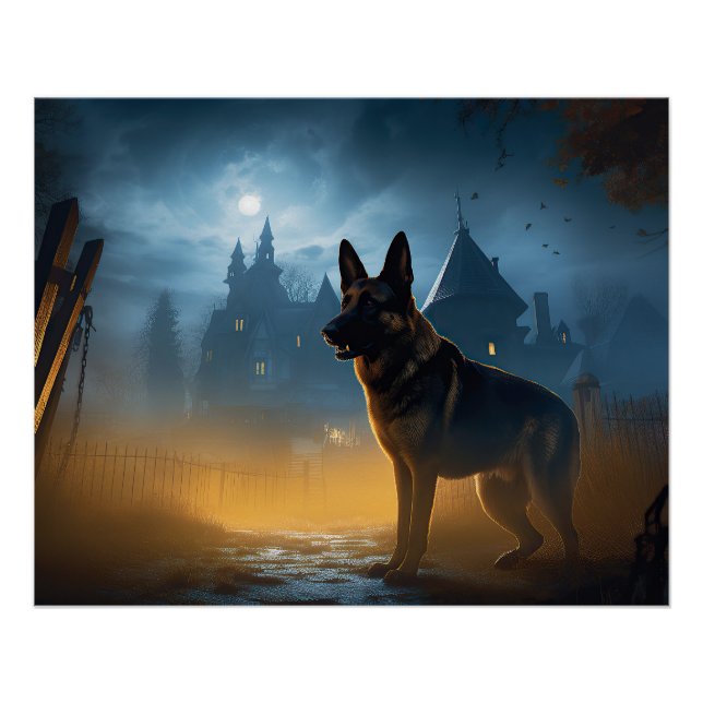 German Shepherd Halloween Scary Poster (Front)