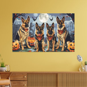 German Shepherd Halloween Spooky Canvas Print