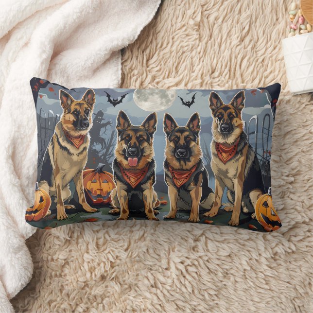 German Shepherd Halloween Spooky Lumbar Pillow (Blanket)