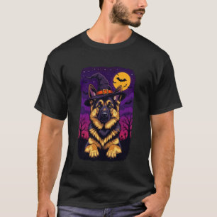 German Shepherd Halloween Witch Hat T-Shirt