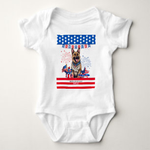 German Shepherd Happy 4Th Of July Independence Day Baby Bodysuit