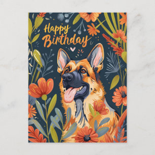 German Shepherd Happy Birthday Postcard