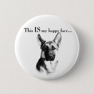 German Shepherd Happy Face 2 Inch Round Button