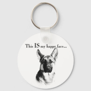 German Shepherd Happy Face Keychain