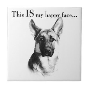 German Shepherd Happy Face Tile