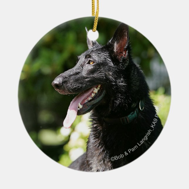 German Shepherd Headshot 2 Ceramic Ornament (Front)