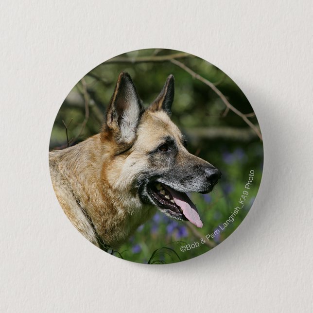 German Shepherd Headshot 3 2 Inch Round Button (Front)