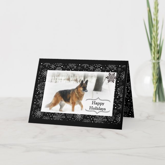 German Shepherd Holiday Greeting Card (Front)