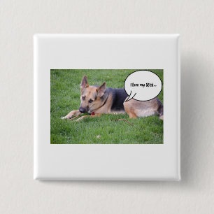 German Shepherd Humour 2 Inch Square Button