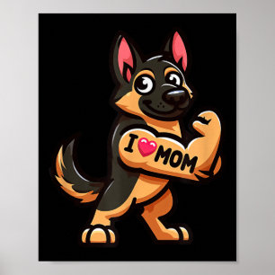 German Shepherd I Love Mom Funny Dog Tattoo Poster