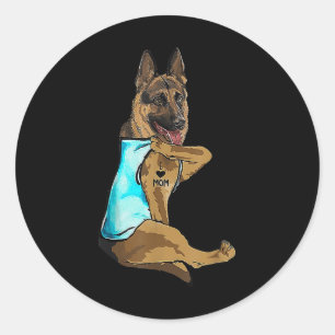 German Shepherd I Love Mom Tattoo Dog Mothers Day Classic Round Sticker