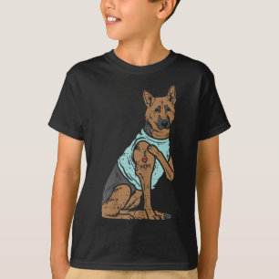 German Shepherd I Love Mom Tattoo K9 Dog Lover Wom T-Shirt