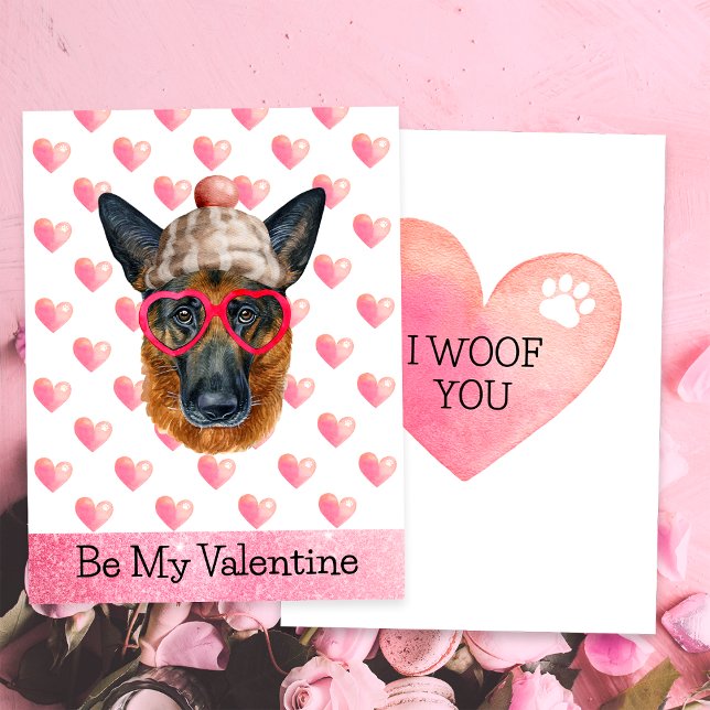 German Shepherd I Woof You Dog Valentine's Day Holiday Card (Creator Uploaded)