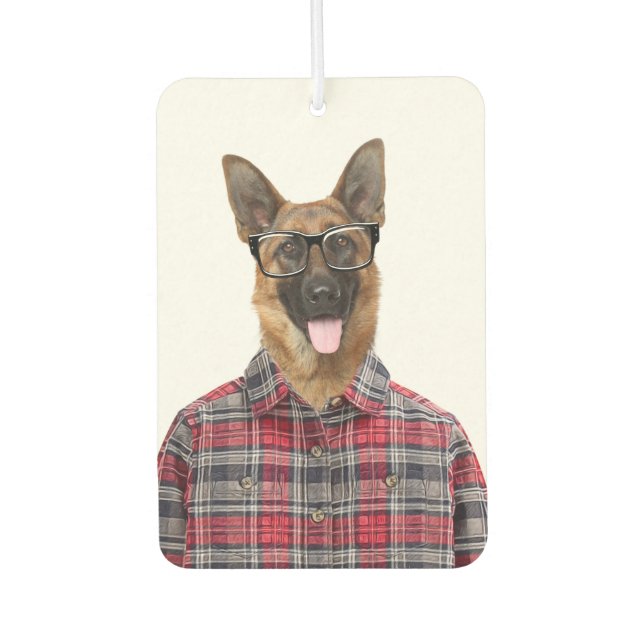 German Shepherd In a Plaid Shirt Air Freshener (Front)