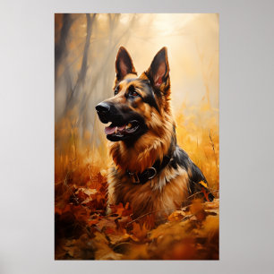 German Shepherd in Autumn Poster