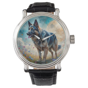 German Shepherd in Floral Field Watch