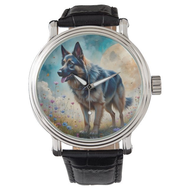 German Shepherd in Floral Field Watch (Front)