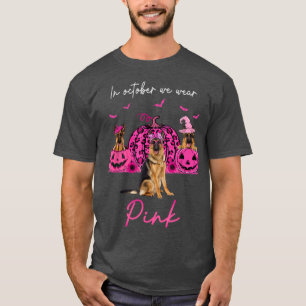 German Shepherd In October We Wear Pink Halloween  T-Shirt