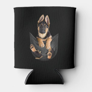 German Shepherd In Pocket T-Shirt Funny Dog Lover Can Cooler