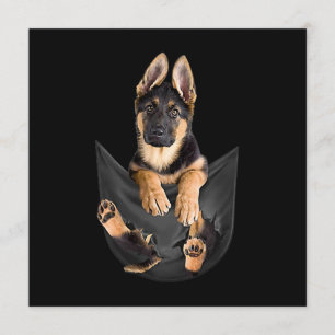 German Shepherd In Pocket T-Shirt Funny Dog Lover Invitation