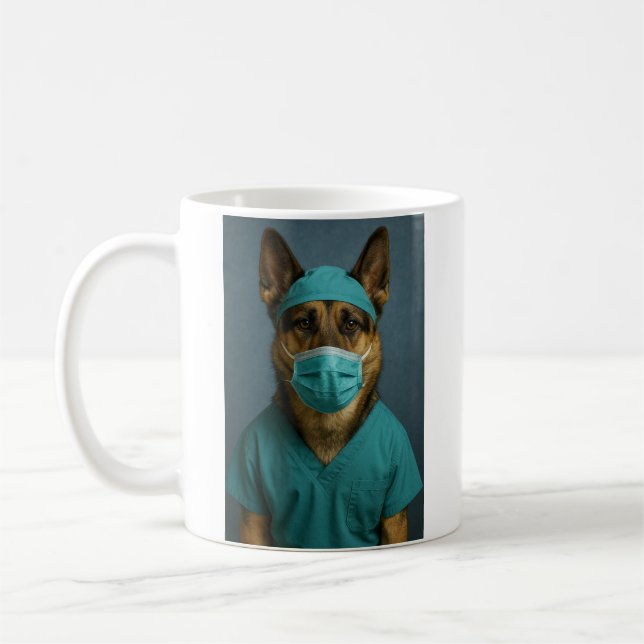 German Shepherd in Scrubs Coffee Mug (Left)