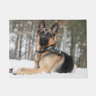 German Shepherd In Snow Doormat