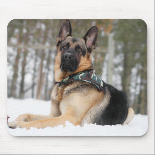 German Shepherd In Snow Mouse Pad