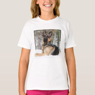 German Shepherd In Snow T-Shirt