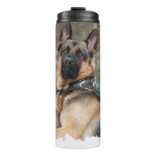German Shepherd In Snow Thermal Tumbler