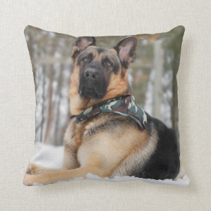 German Shepherd In Snow Throw Pillow