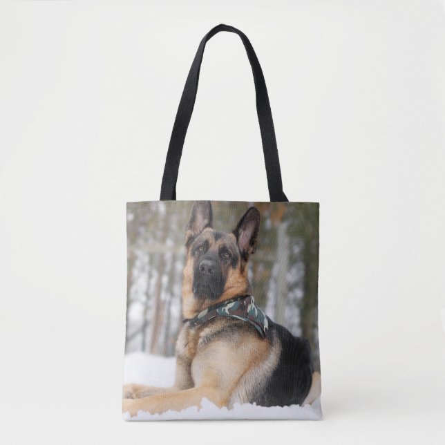 German Shepherd In Snow Tote Bag (Front)
