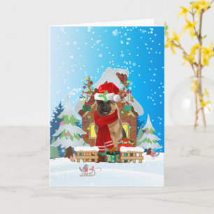 German Shepherd in snow with Christmas gifts Card