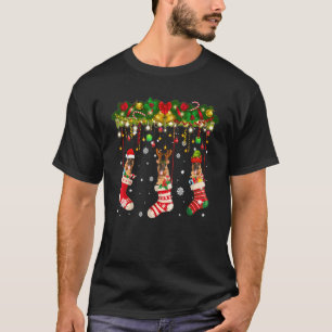 German Shepherd In Sock Xmas Reindeer Santa Elf Do T-Shirt