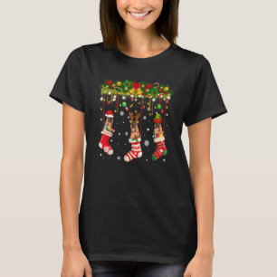 German Shepherd In Sock Xmas Reindeer Santa Elf Do T-Shirt
