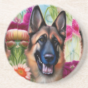 German Shepherd in the Garden Coaster