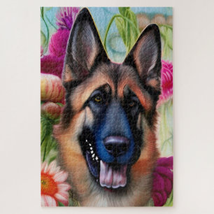 German Shepherd in the Garden Jigsaw Puzzle