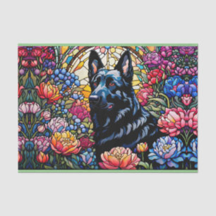 German Shepherd in the Stained Glass Garden  Tissue Paper