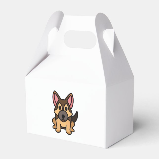 german shepherd kawaii black and tan cartoon favor box (Back Side)
