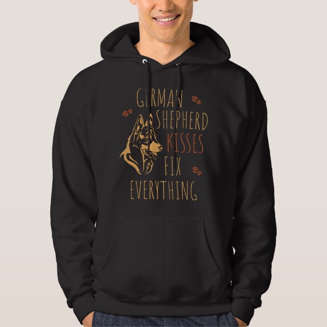German Shepherd Kisses Fix Everything - Dog Lover Hoodie (Front)