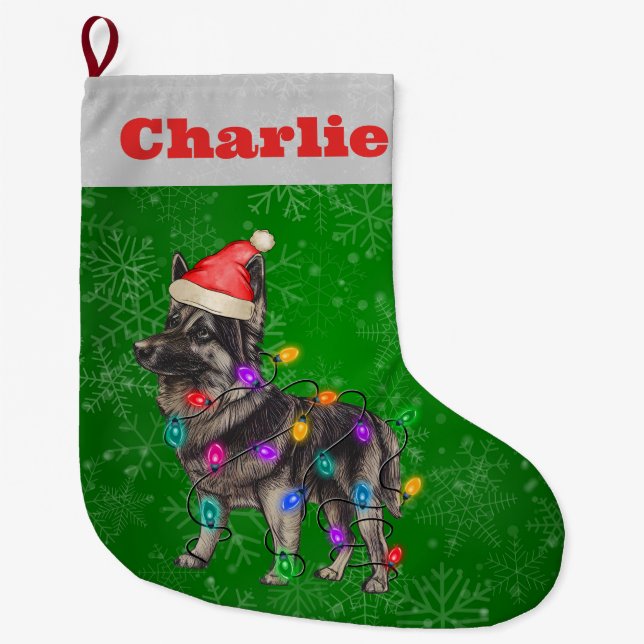 German Shepherd Large Christmas Stocking (Front)