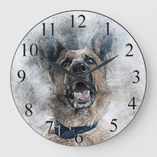 German Shepherd Large Clock