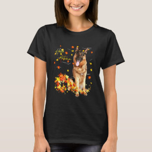German Shepherd Leaf Fall Hello Autumn For Dog T-Shirt
