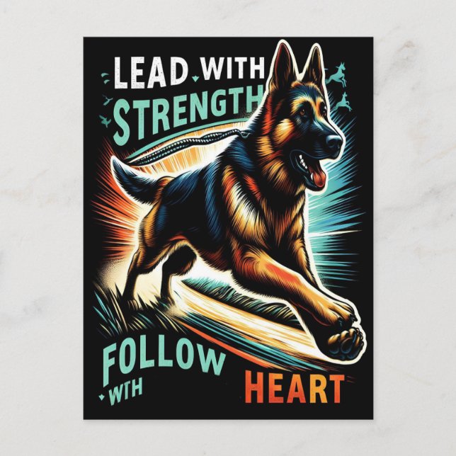 German Shepherd Leaping With Strength and Heart Postcard (Front)