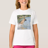German Shepherd Leaps Into Water